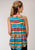 Roper Womens Multi-Color Rayon/Nylon Serape Stripe S/L Blouse