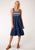 Roper Womens Indigo Blue 100% Cotton Midi Length S/L Dress