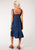 Roper Womens Indigo Blue 100% Cotton Midi Length S/L Dress