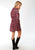 Roper Womens Wine Rayon/Nylon Ethnic Stripe L/S Shirt Dress