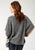 Roper Womens Black/White Cotton Blend V-Neck Poncho Sweater