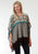 Roper Aztec Print Ladies Brown Polyester Poncho Sweater