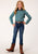 Roper Girls Kids Turquoise 100% Cotton Upstream Paisley L/S Shirt