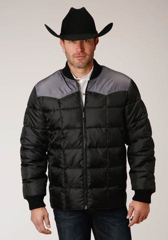 Roper Mens Black Polyester Quilted Insulated Jacket