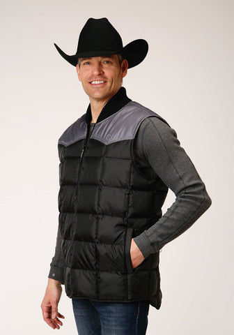 Roper Mens Black Polyester Quilted Insulated Vest