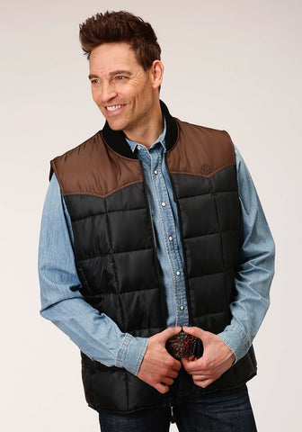 Roper Mens Black/Brown Polyester Insulated Vest
