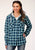 Roper Womens Blue/White 100% Cotton Thermal Lined Hooded Jacket
