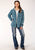 Roper Womens Blue/White 100% Cotton Thermal Lined Hooded Jacket