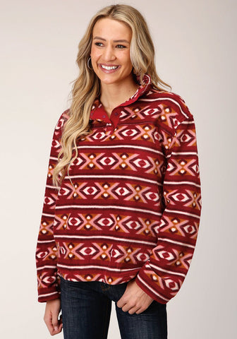 Roper Womens Berry Polyester Aztec Fleece Jacket