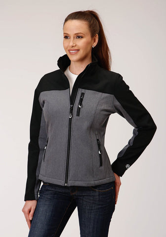 Roper Womens Gray/Black 100% Cotton Softshell Technical Jacket