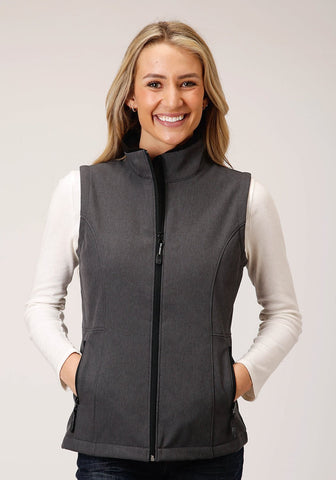 Roper Womens Heather Grey Polyester Softshell Fleece Vest
