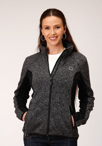 Roper Womens Charcoal Grey Polyester Fleece Jacket