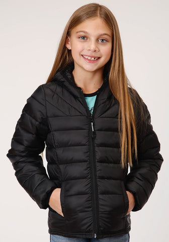 Roper Girls Kids Black Polyester Crushable Poly Filled Jacket