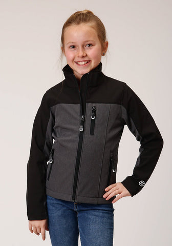 Roper Girls Kids Grey/Black Polyester PCD Softshell Jacket