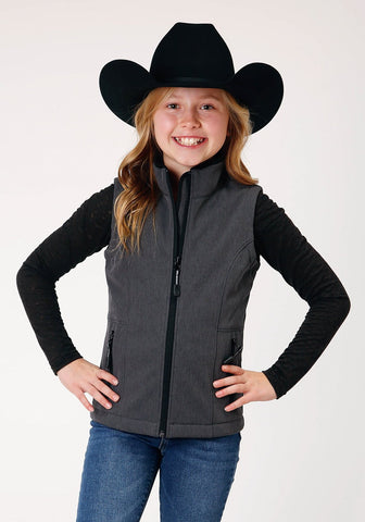 Roper Girls Kids Heather Grey Polyester Softshell Vest