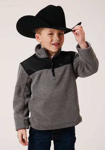 Roper Boys Kids Grey/Black Polyester Micro Fleece Jacket