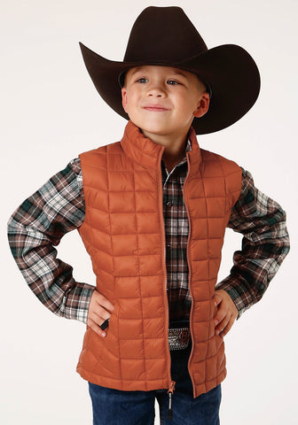 Roper Boys Kids Rust Nylon Crushable Poly Filled Vest