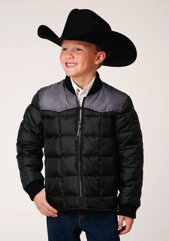 Roper Boys Black/Grey Polyester Insulated Western Jacket