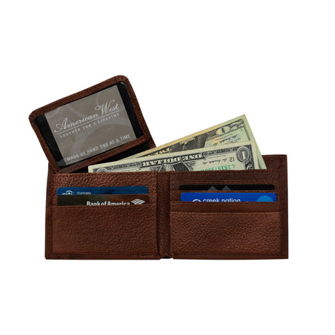 American West Chocolate Leather 4.5x3.5 Mens Bi-Fold Wallet