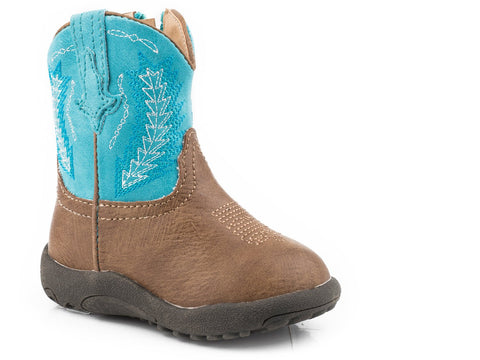 Roper Infant Boys Turquoise Faux Leather Cowbabies Billy Cowboy Boots