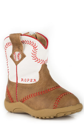 Roper Cowbabies Baseball Infants Boys Tan Faux Leather Cowboy Boots