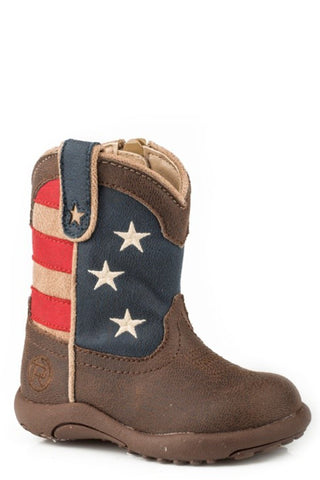 Roper Cowbabies Infants Boys Brown Faux Leather Cowboy Boots