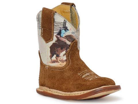 Roper Boys Infant Brown Leather 8 Seconds Cowboy Boots