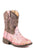 Roper Southwest Girls Toddlers Pink Faux Leather Glitter Aztec Cowboy Boots