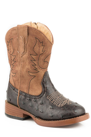Roper Cowboy Cool Infant Brown Faux Leather Ostrich Boots