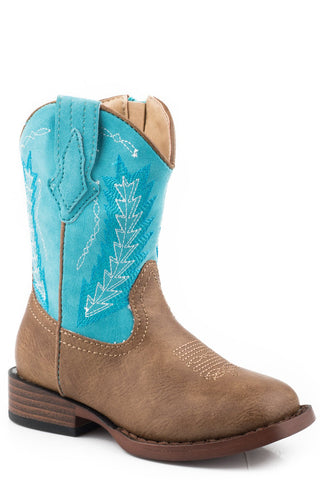 Roper Toddler Boys Turquoise Faux Leather Billy Cowboy Boots