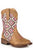 Roper Zip Girls Toddlers Tan Faux Leather Glitter Geo Cowboy Boots
