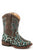 Roper Toddler Girls Turquoise/Brown Faux Leather Leopard Cowboy Boots