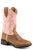 Roper Kids Girls Pink/Tan Leather Monterey Cowboy Boots