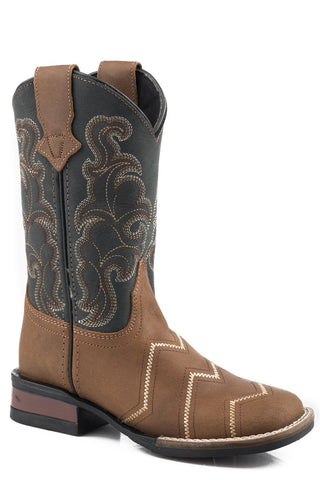 Roper Kids Boys Brown Leather Monterey Angles 9In Cowboy Boots