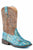 Roper Girls Kids Blue Faux Leather Glitter Aztec Cowboy Boots