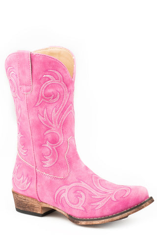 Roper 9In Girls Kids Pink Faux Leather Riley Cowboy Boots