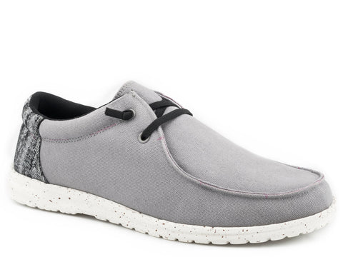 Roper Boys Kids Grey Fabric Hang Loose Multi Heel Loafer Shoes