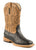 Roper Kids Boys Square Toe Black Brown Faux Ostrich Leather Cowboy Boots