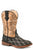 Roper Girls Kids Black/Tan Faux Leather Cross Cut Cowboy Boots