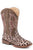 Roper Kids Girls Brown/Pink Faux Leather Glitter Leopard Cowboy Boots