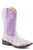Roper Kids Girls Lavender Faux Leather Glitter Floral Cowboy Boots