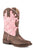 Roper Diamond Girls Kids Pink/Brown Faux Leather Lacy Cowboy Boots
