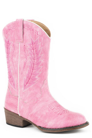 Roper Kids Girls Fuchsia Pink Faux Leather Taylor Cowboy Boots