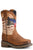 Roper Boys Kids Oiled Tan Leather American Bull Geo Cowboy Boots