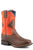 Roper Kids Boys Brown/Orange Leather Horsehead Cowboy Boots