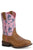 Roper Girls Kids Tan/Pink Leather Cactus Rider Cowboy Boots