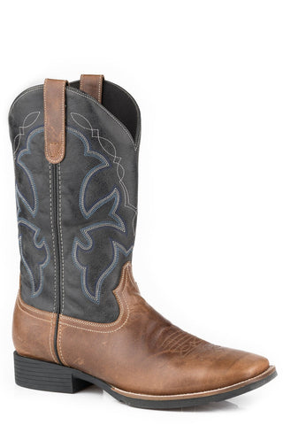 Roper Mens Brown/Navy Leather Monterey 12In Cowboy Boots