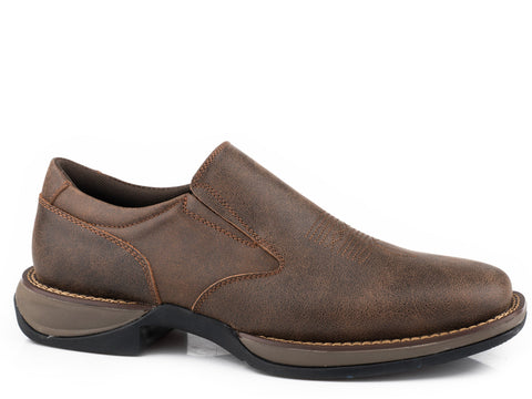 Roper Mens Vintage Brown Leather Wilder Slip-On Shoes