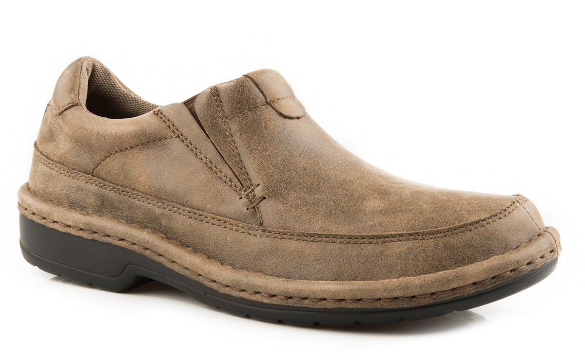 Roper Mens Opanka Slip-Ons Tan Vintage Nubuck Leather Comfort Loafer S ...