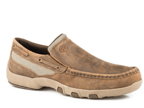 Roper Mens Brown Leather Vintage Docks Slip-On Shoes